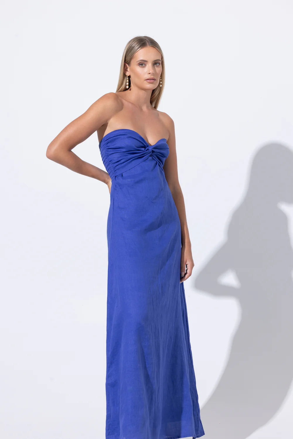 melody linen maxi dress Lusana | Melody Linen Maxi Dress Nordic Blu