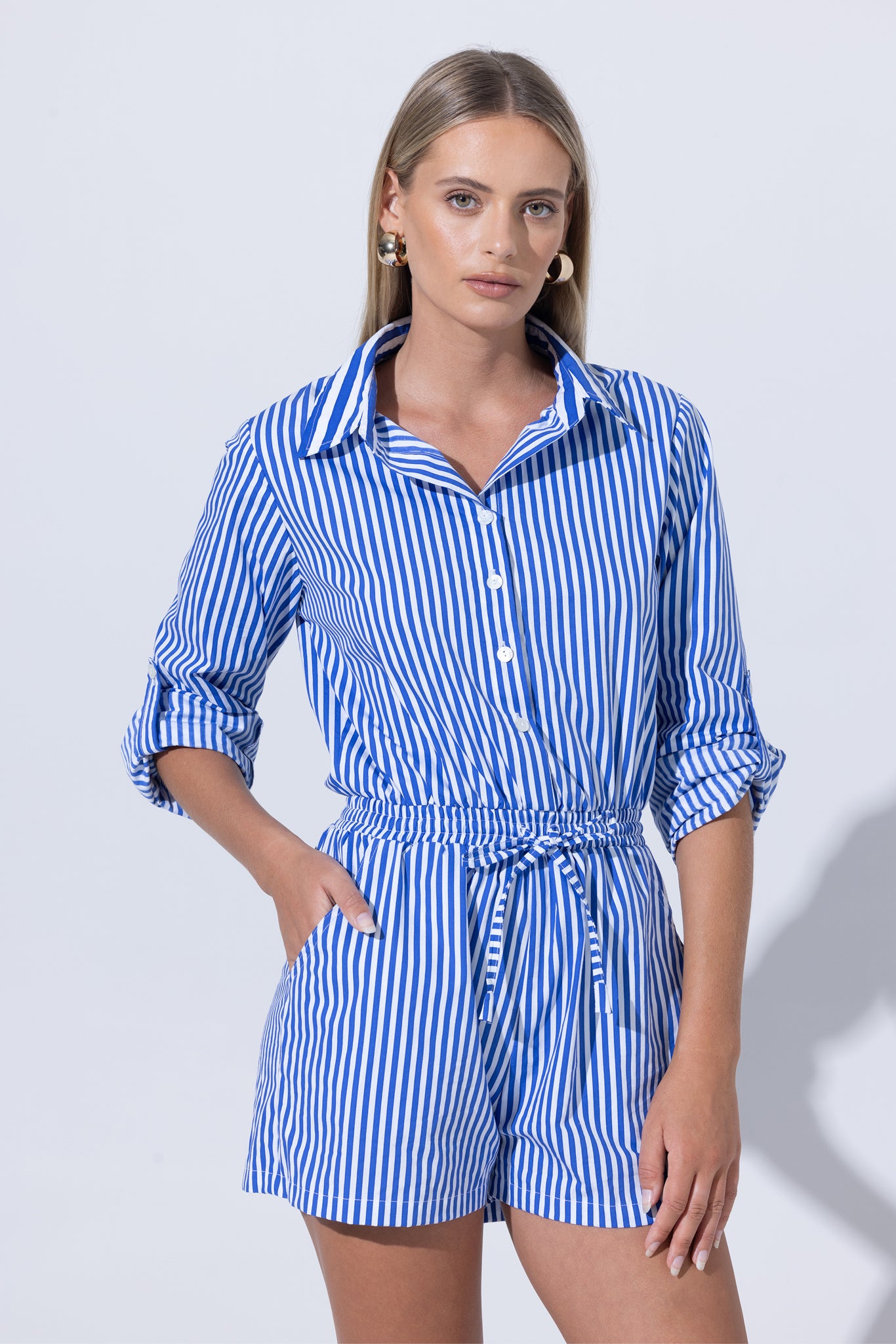 Indigo Poplin Playsuit