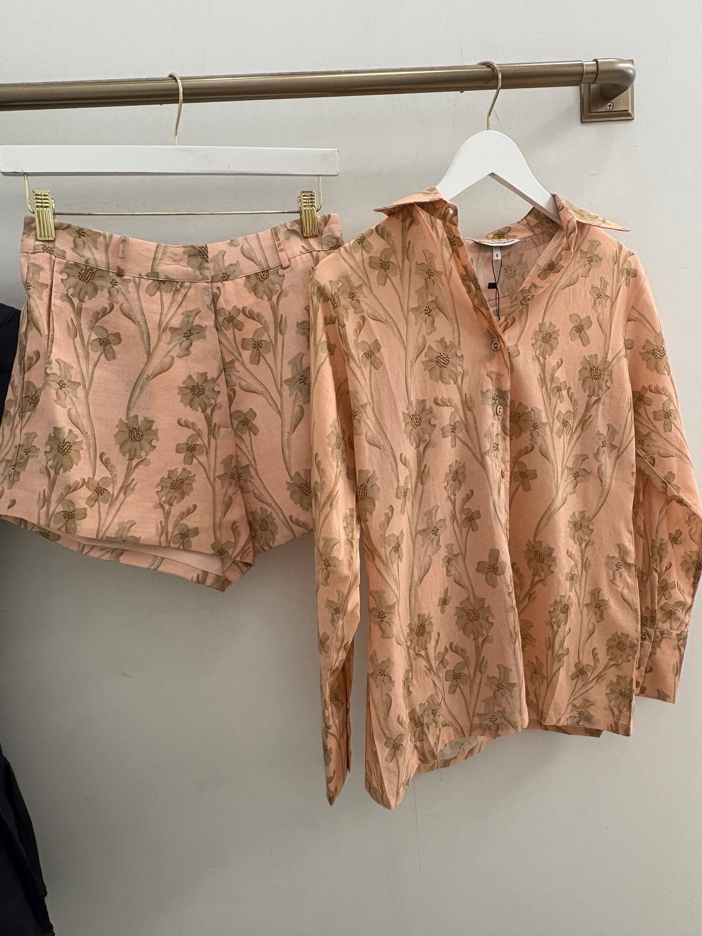 Coral Print Shorts Peach Floral