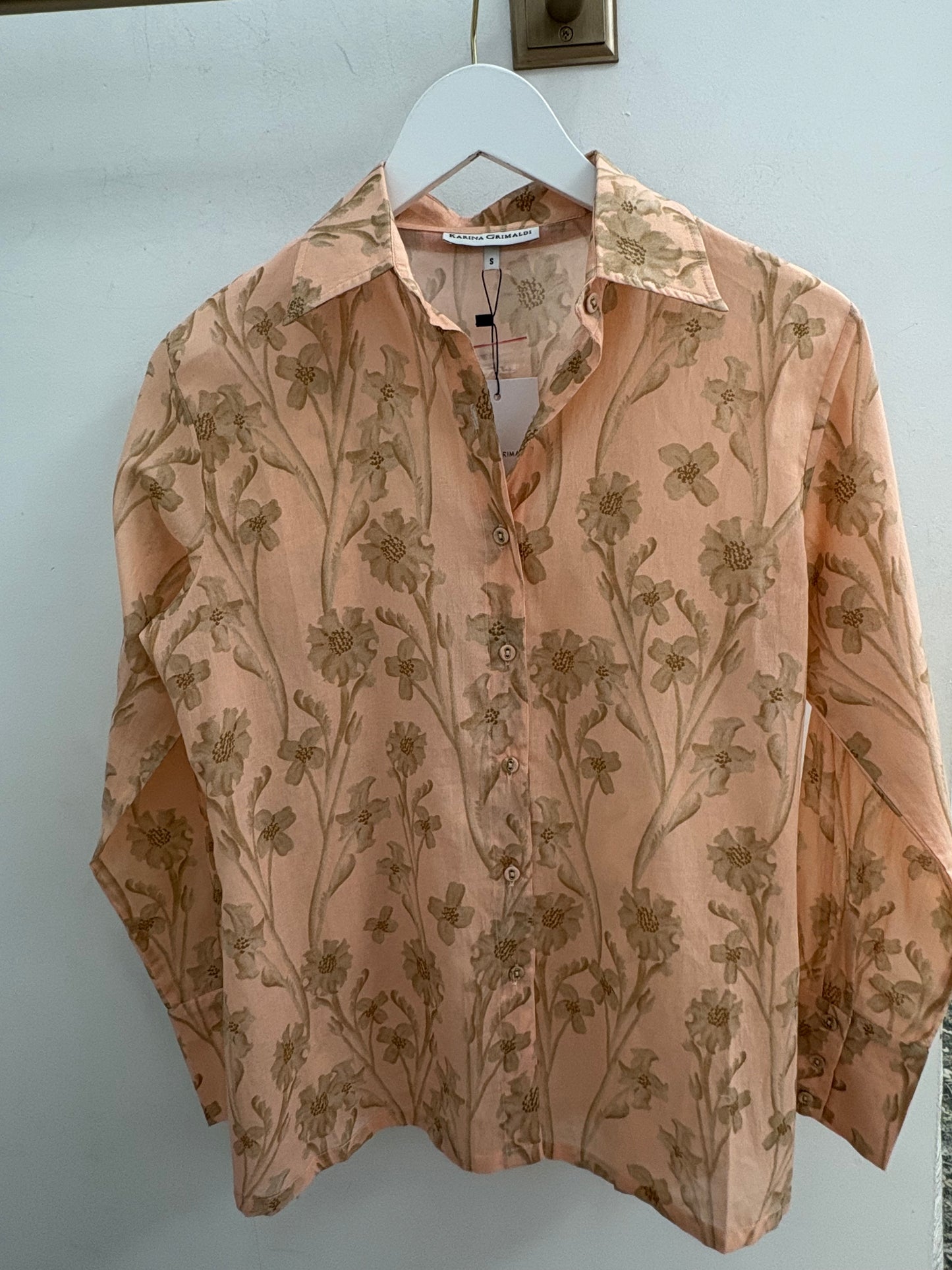 Coral Print Blouse Peach Floral