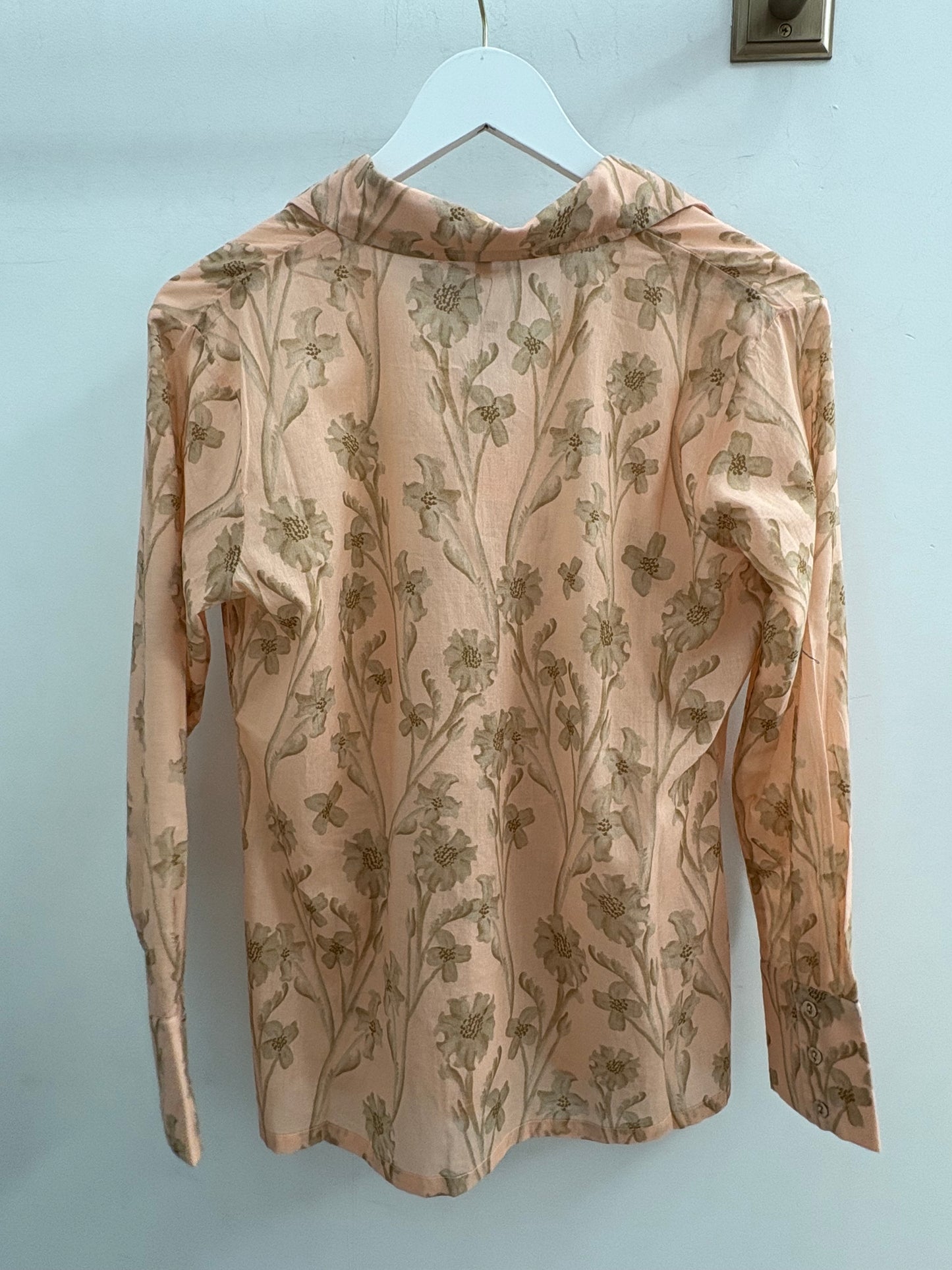 Coral Print Blouse Peach Floral