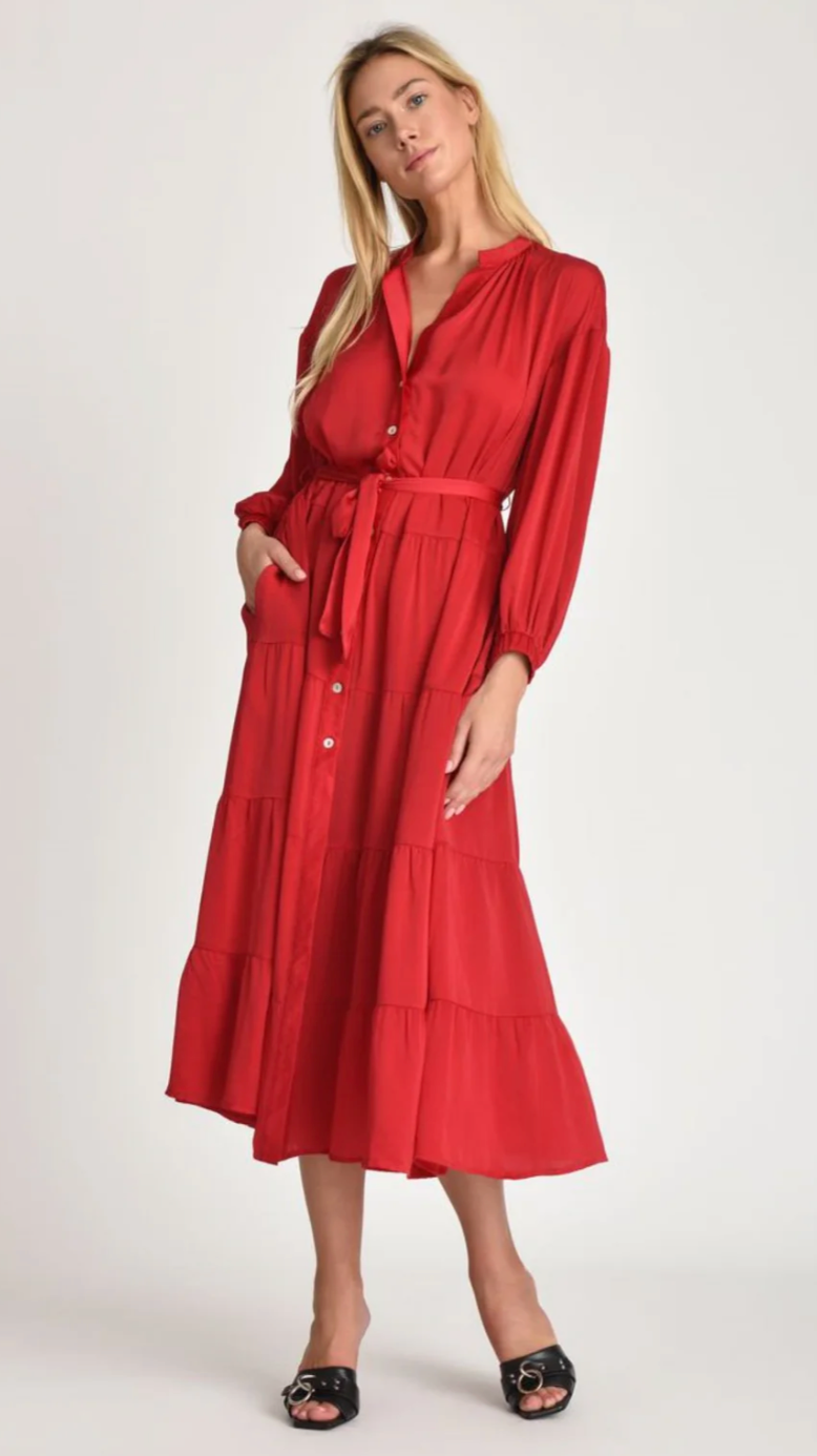 Nona Button Down Dress Wine