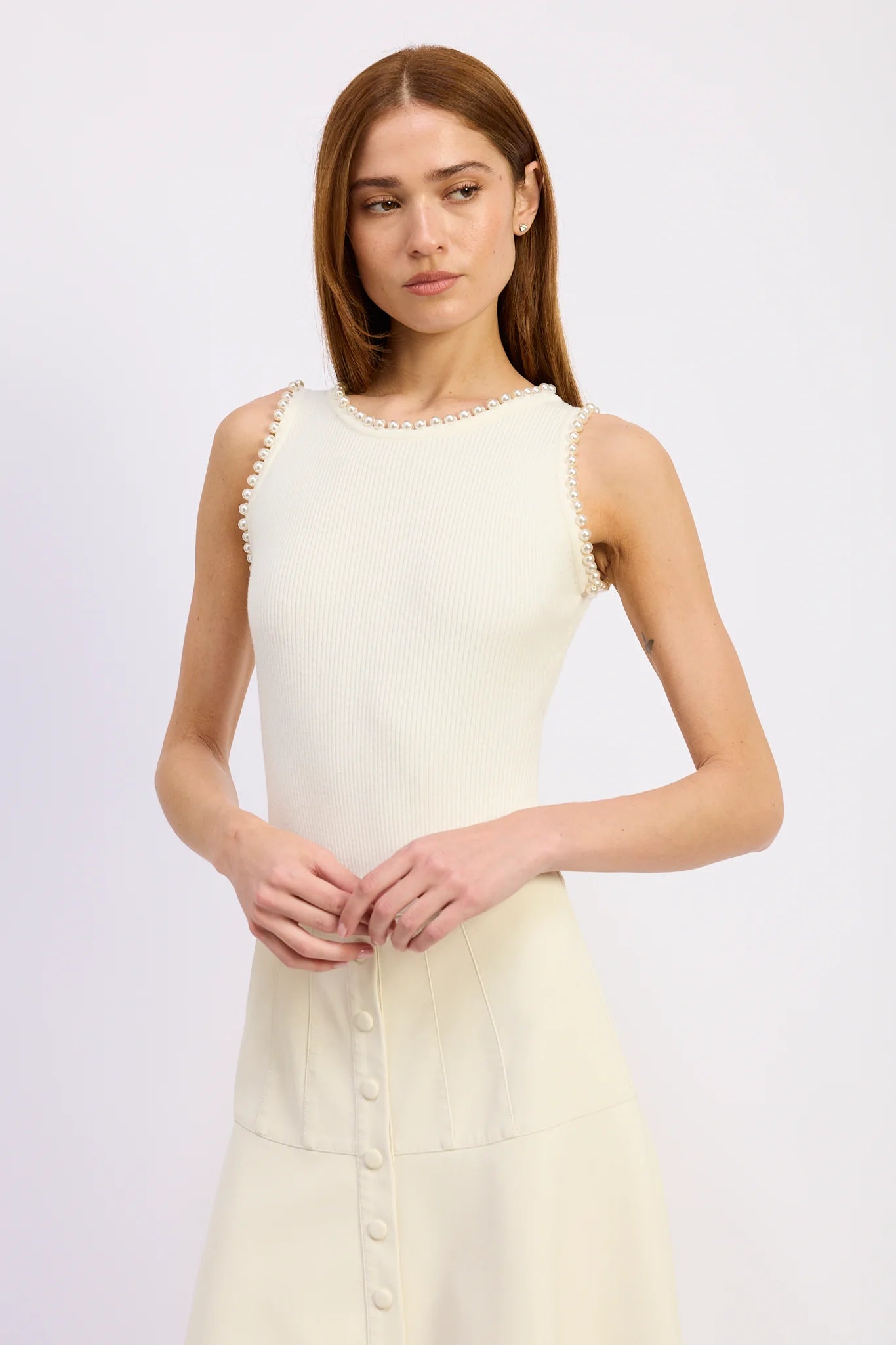 Ribbed Pearl Body Suit